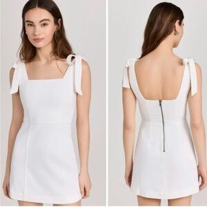 Alice and Olivia Jeans Maryann Dress Vintage Sugar White Tie Shoulder Mini 12